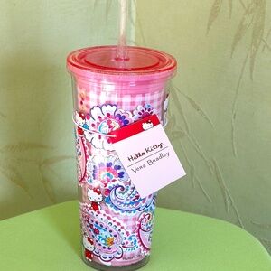 VERA BRADLEY HELLO KITTY DOUBLE WALL TUMBLER W/STRAW:NWT HELLO KITTY PAISLEY